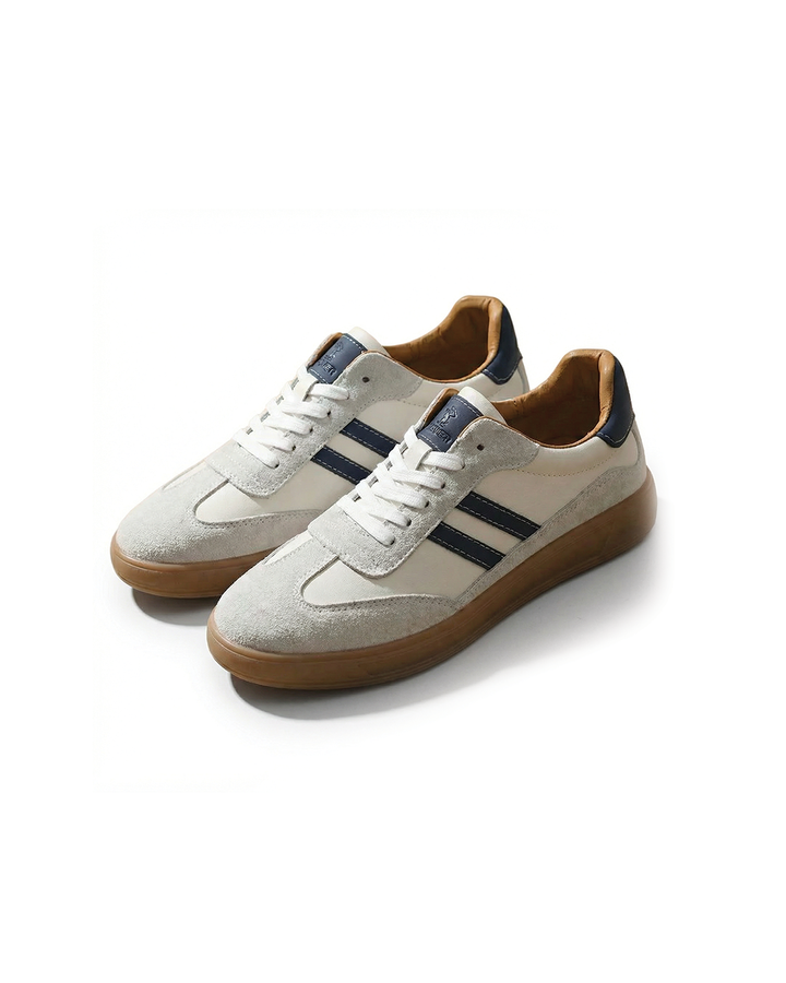 Men's white Mason trainers, everyday comfortable low-top sneakers for versatile casual walking.
