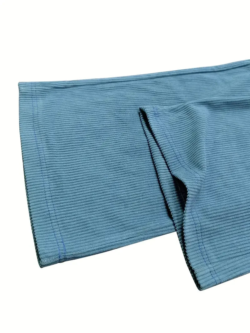 Stylish men's wide leg corduroy pants, comfortable, relaxed fit, perfect casual & streetwear with soft texture.