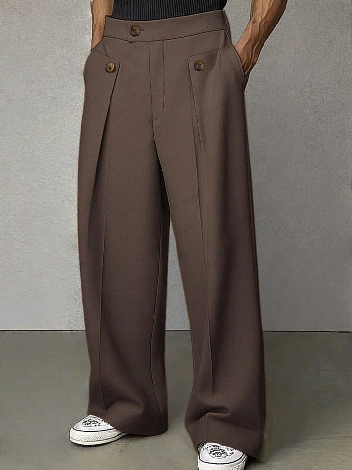 Men's flared wide-leg pants with a relaxed fit, offering modern fashion & all-day comfort.