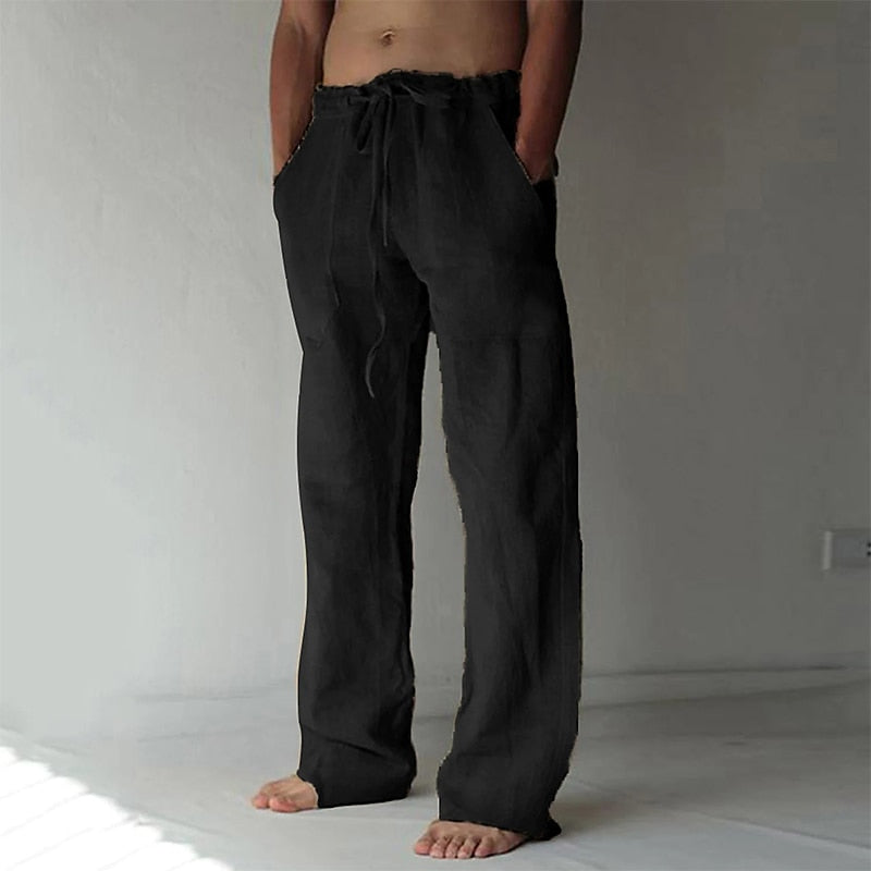 Stylish men's casual wide-leg pants for summer, designed for a comfortable, relaxed fit.