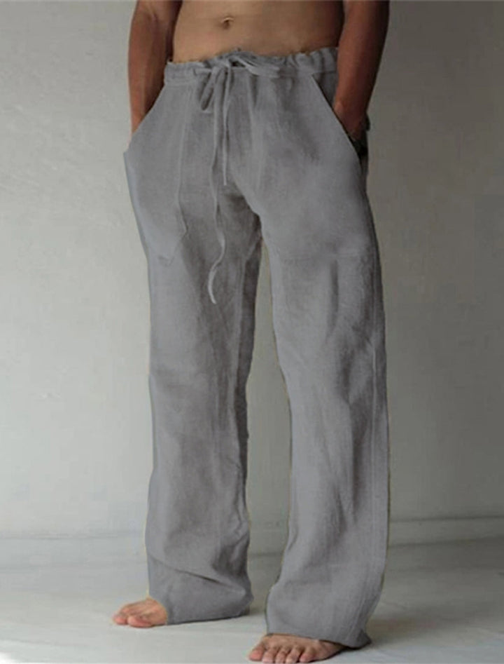 Relaxed fit men's wide-leg pants, perfect for summer, breathable and comfortable leisure wear.