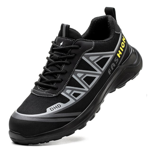 Men's wide steel toe safety work shoes. Durable, slip-resistant industrial footwear for ultimate protection and comfort.