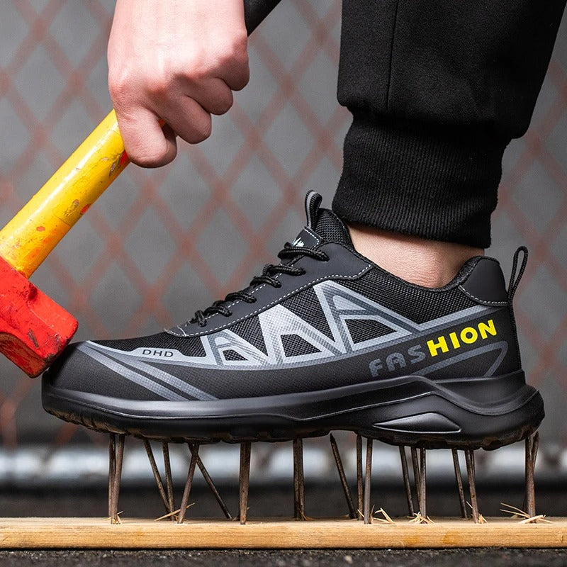Protective men's wide fit steel toe work shoes. Durable, comfortable, and slip-resistant safety footwear.