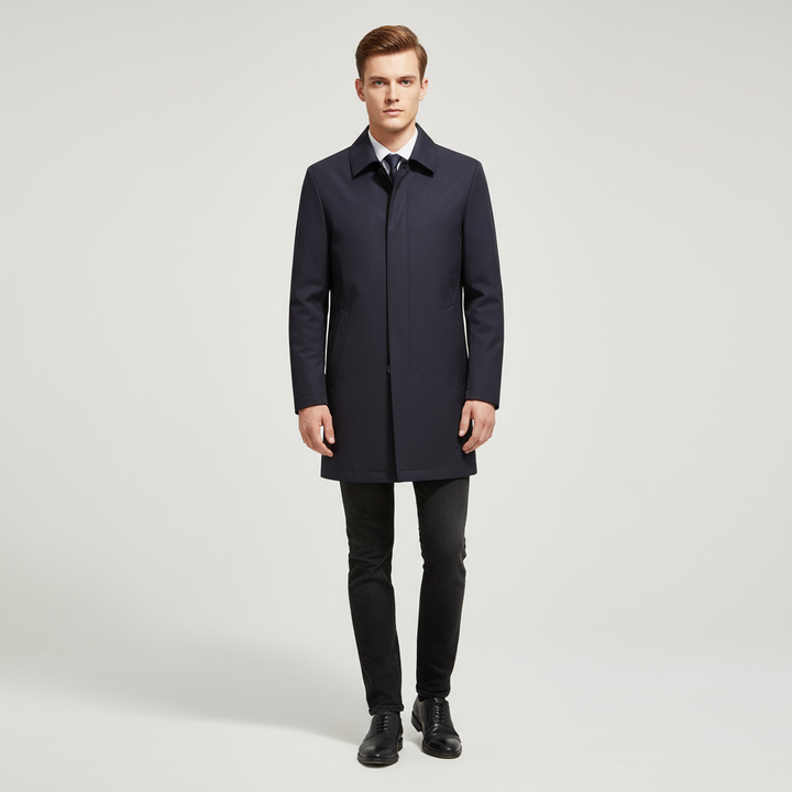 Close-up of the Jonah men's windproof autumn long jacket's polyester-cotton fabric texture
