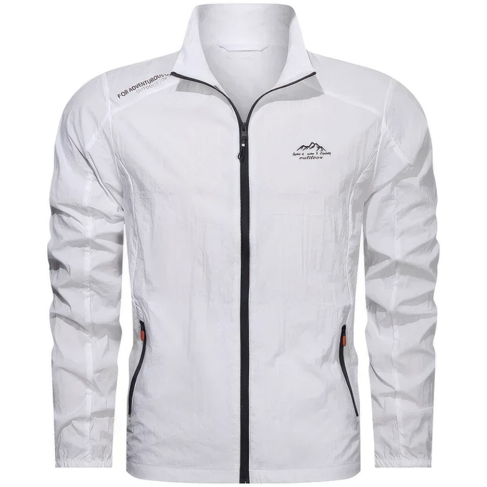 Stylish men's casual windproof jacket with zip closure, a versatile lightweight summer fashion piece for him.
