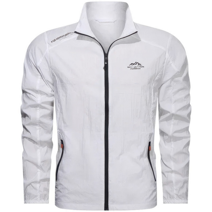 Stylish men's casual windproof jacket with zip closure, a versatile lightweight summer fashion piece for him.
