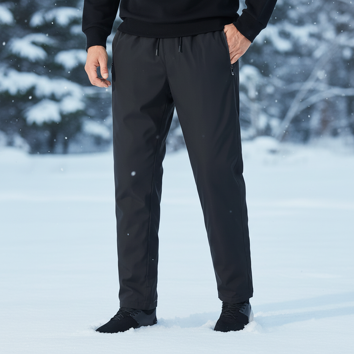 Men's windproof thermal down jogging trousers, ideal for winter outdoor activities and loungewear