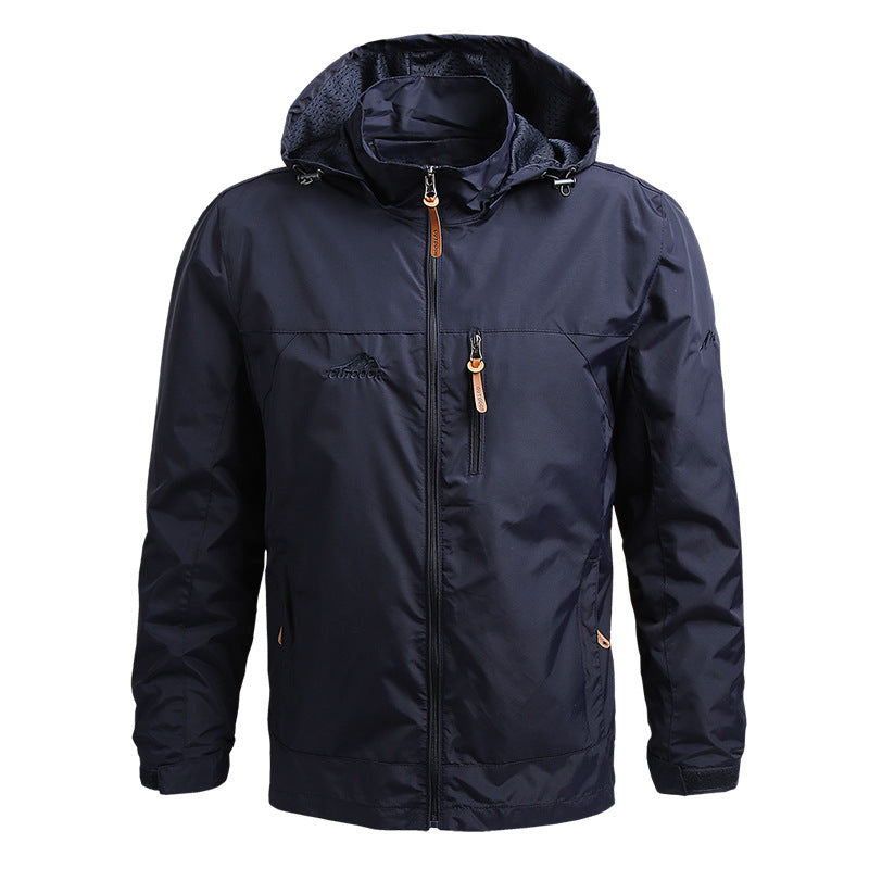 Stylish men's windproof & waterproof softshell jacket. All-weather protective outerwear for daily wear.