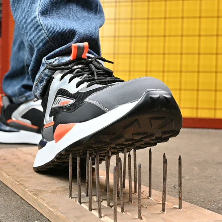 FlexGuard ultra-lightweight safety shoes for men & women, comfortable, steel toe, slip-resistant work footwear.