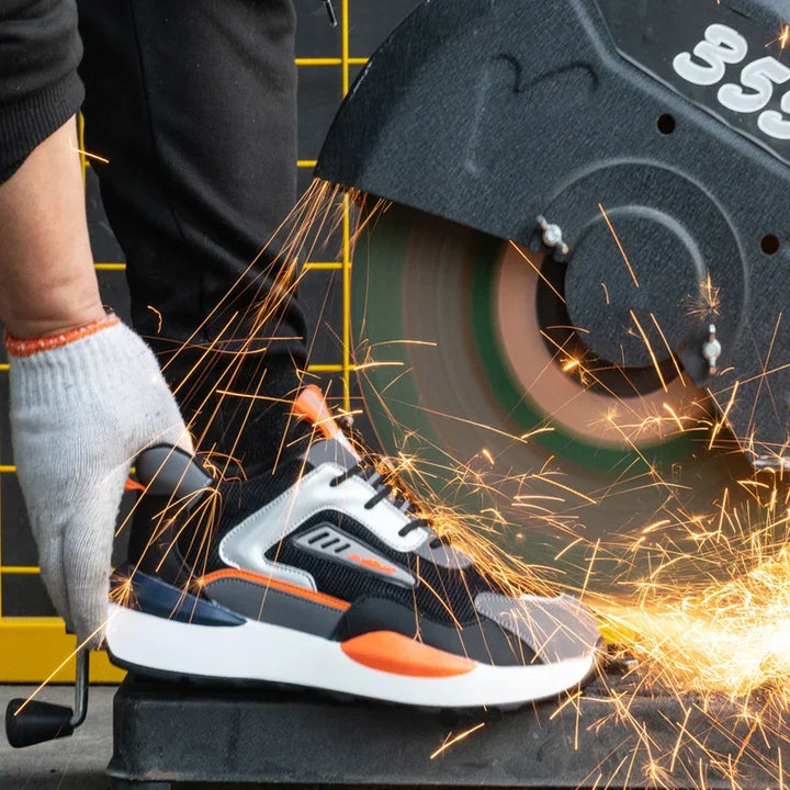 Breathable FlexGuard steel toe safety shoes for women & men, lightweight & puncture resistant work footwear.