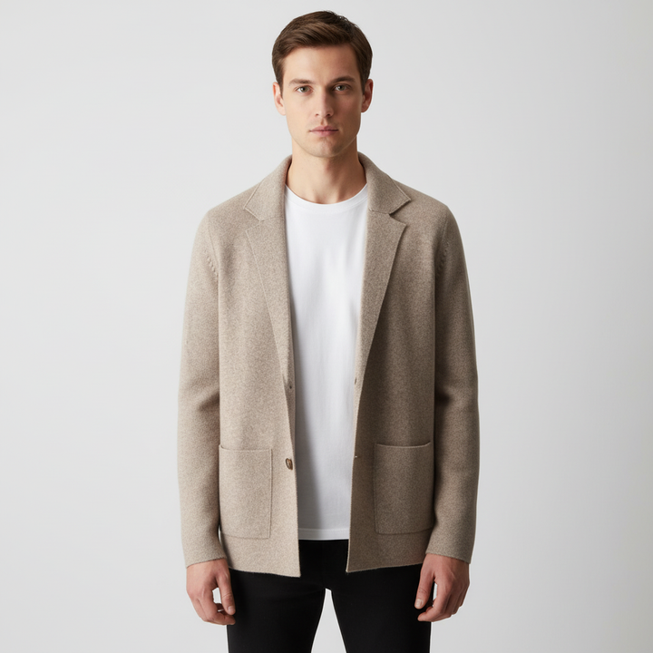 Classic men's wool blend vest featuring a stylish lapel design and functional pockets