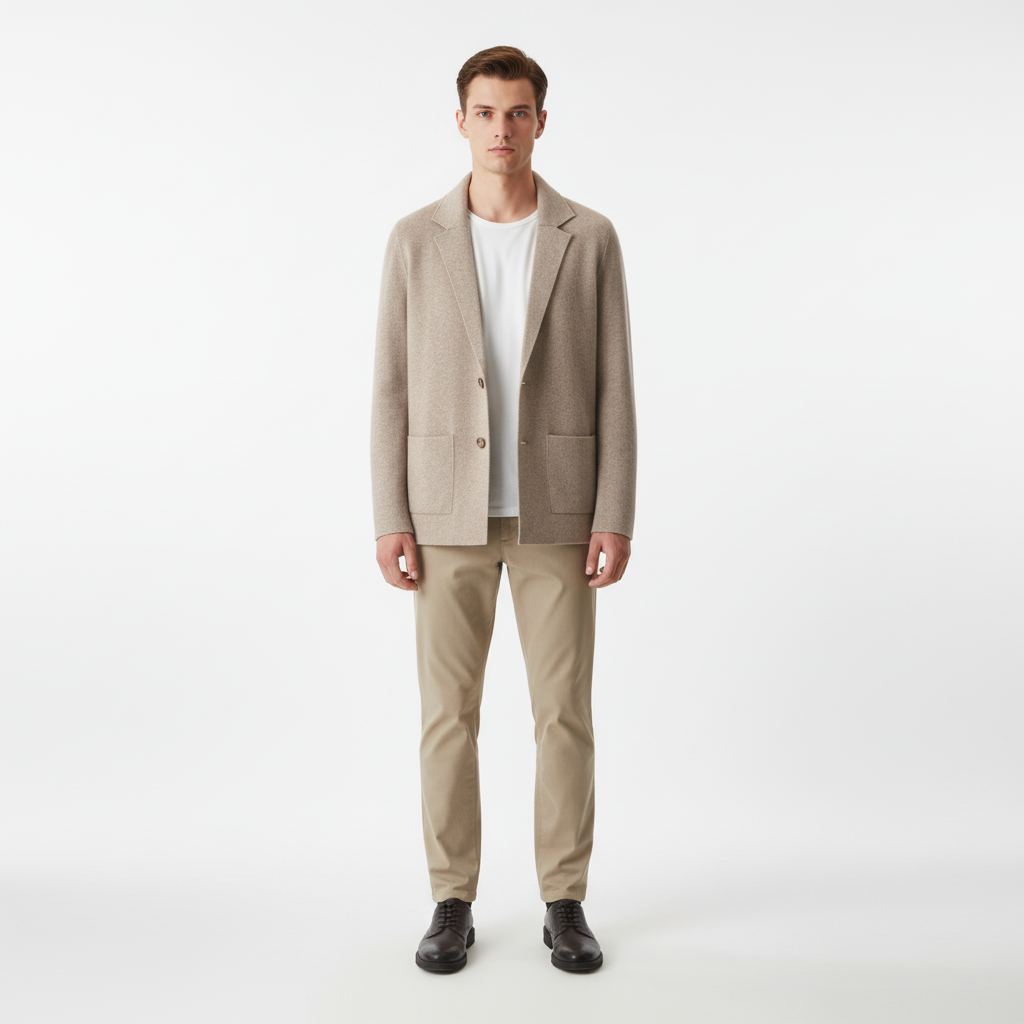Gustav men's casual wool blend vest with lapel collar and practical pockets