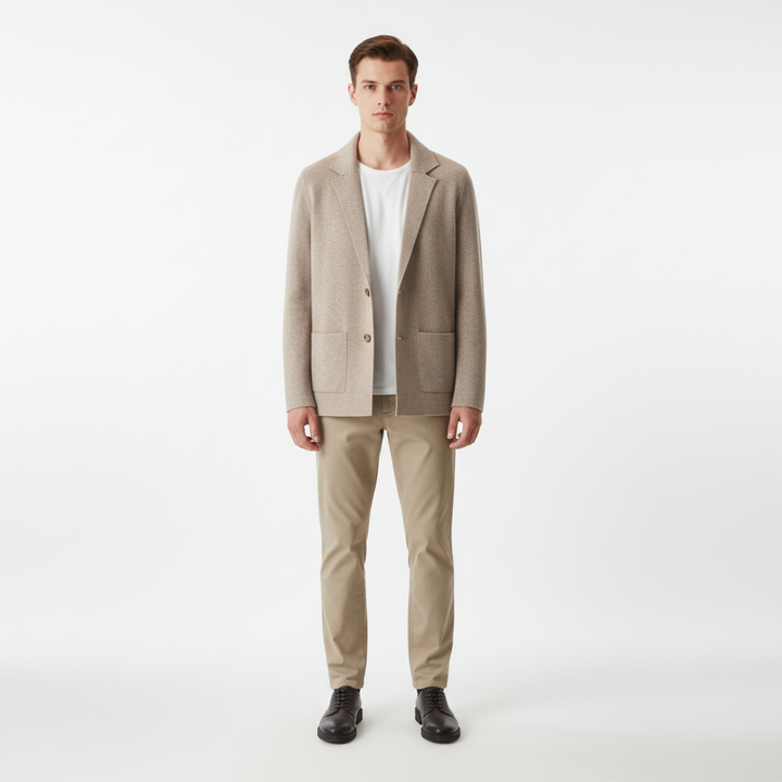 Gustav men's casual wool blend vest with lapel collar and practical pockets