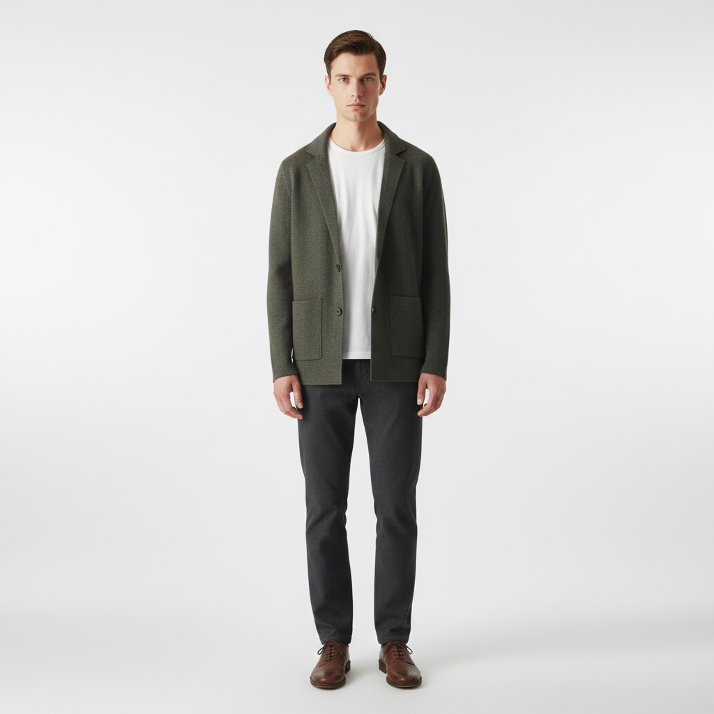 Sleek men's wool blend sleeveless jacket, a versatile outerwear piece with lapels