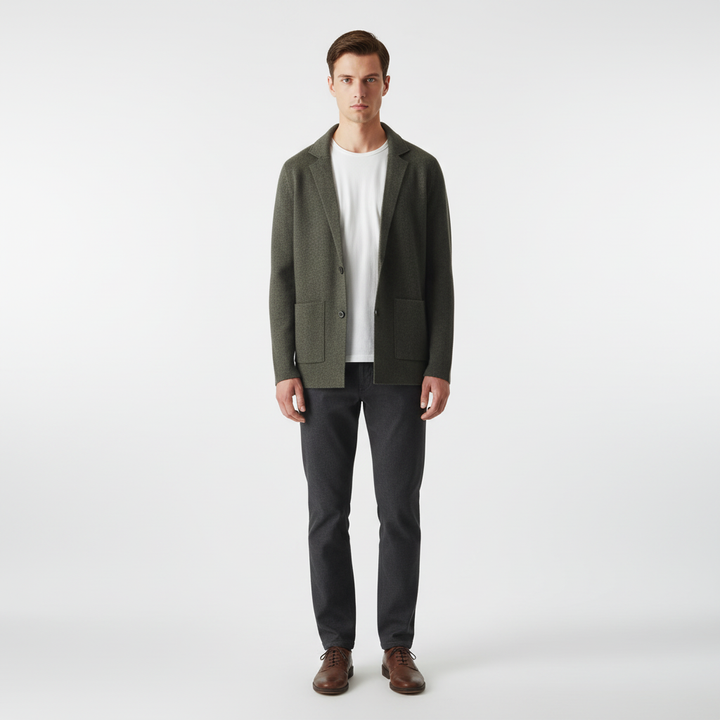 Sleek men's wool blend sleeveless jacket, a versatile outerwear piece with lapels
