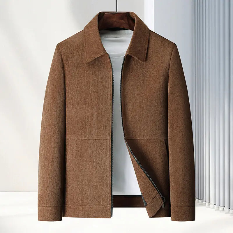 Coffee brown men's woven textured jacket, a versatile layering piece with a modern smart casual appeal for men.