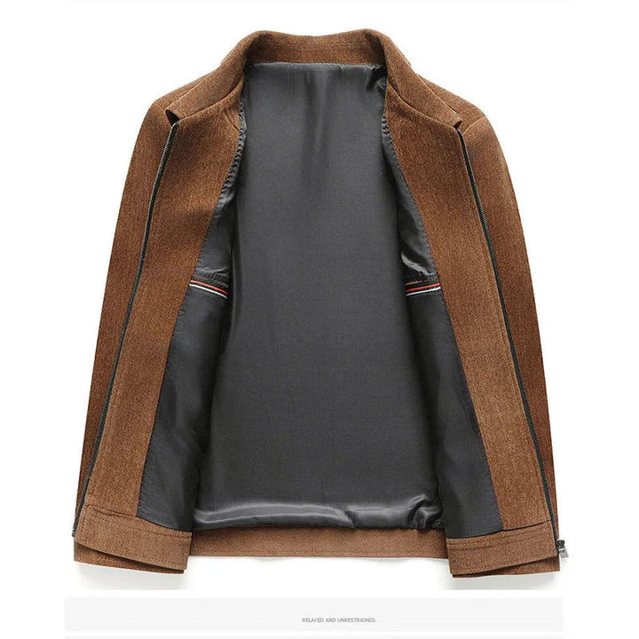 Men's versatile woven textured jacket for spring & fall. Casual zip-up outerwear with a modern, clean look.