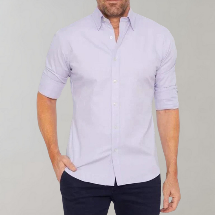 High-quality men's Milan dress shirt, combining wrinkle-free convenience with timeless style.