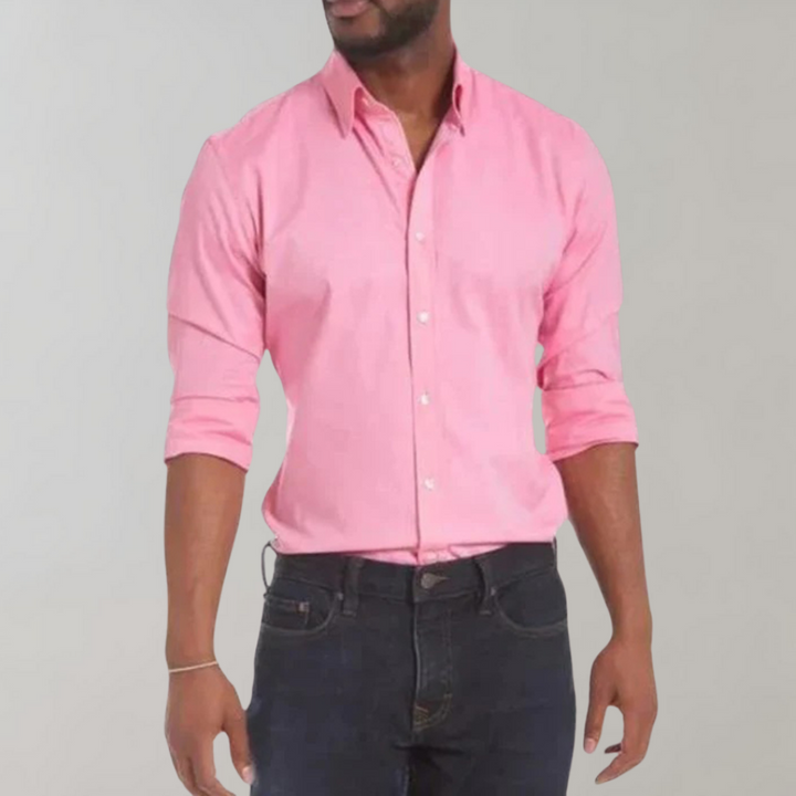 Professional men's wrinkle-free shirt, perfect for business meetings and office comfort.