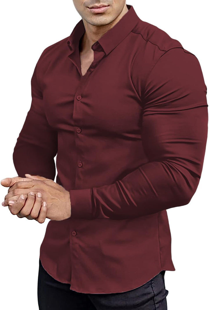 Elegant men's dress shirt, slim fit, wrinkle-free, suitable for office & events.