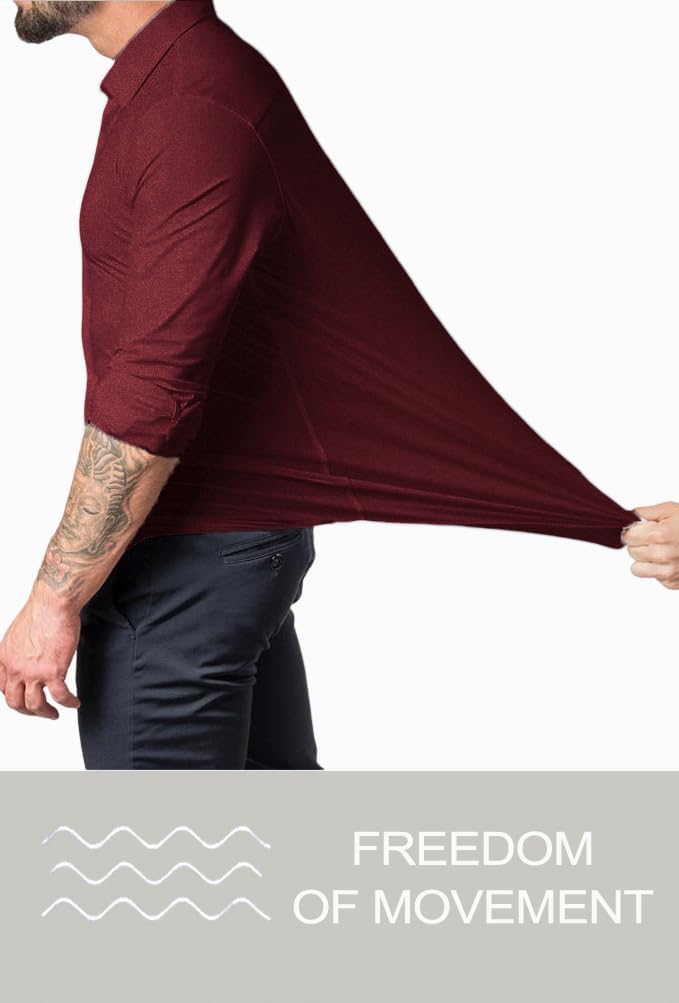Modern men's fashion: a versatile slim fit shirt with wrinkle-free benefits & easy care.