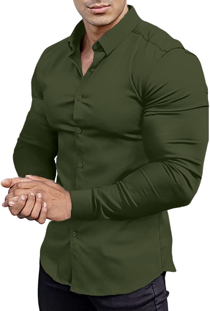 For business and beyond: a men's slim fit wrinkle-free dress shirt, easy to wear.