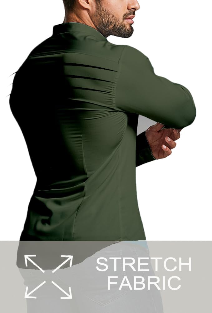 Men's professional slim fit dress shirt, wrinkle-free, offering flexible comfort.