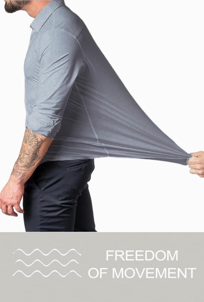 Stylish men's slim fit long sleeve shirt, easy care, ideal for a sharp, modern look.