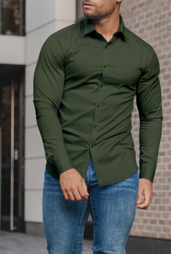 Wrinkle-free men's shirt, slim fit, perfect for business attire or a night out.