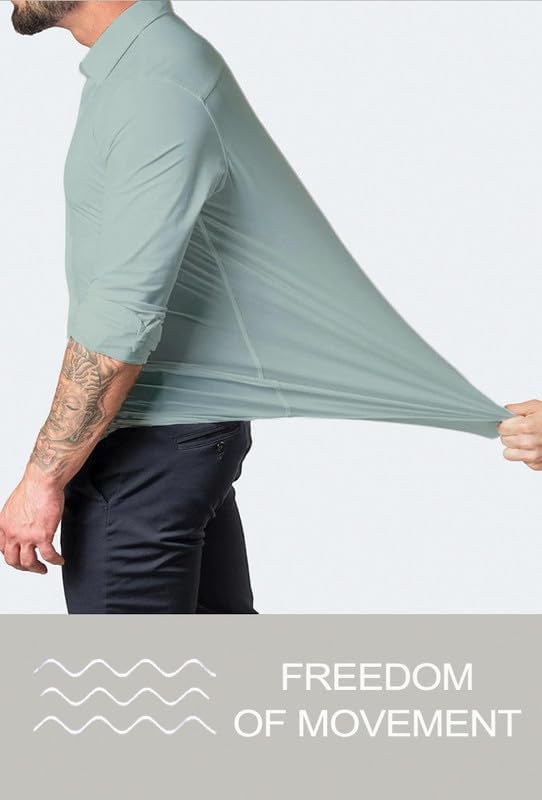 Men's casual-to-dressy slim fit shirt, wrinkle-free and easy to maintain for versatility.