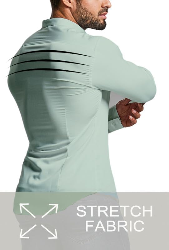 Stay sharp: men's slim fit long sleeve shirt, wrinkle-free for busy professionals.