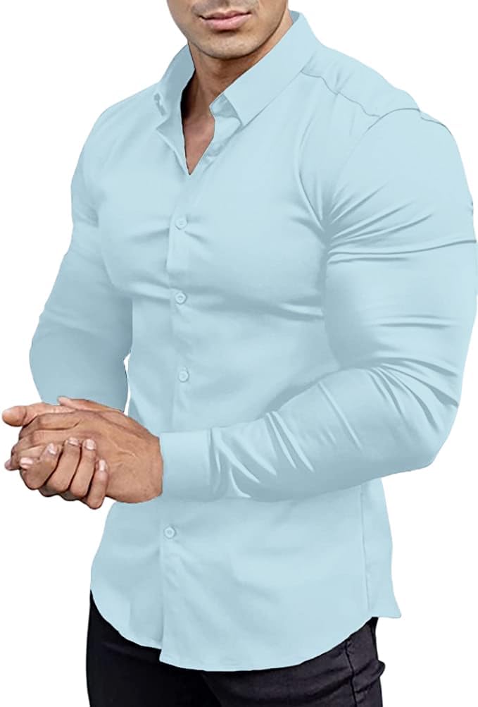 Men's slim fit shirt, designed for optimal comfort and wrinkle-free performance.