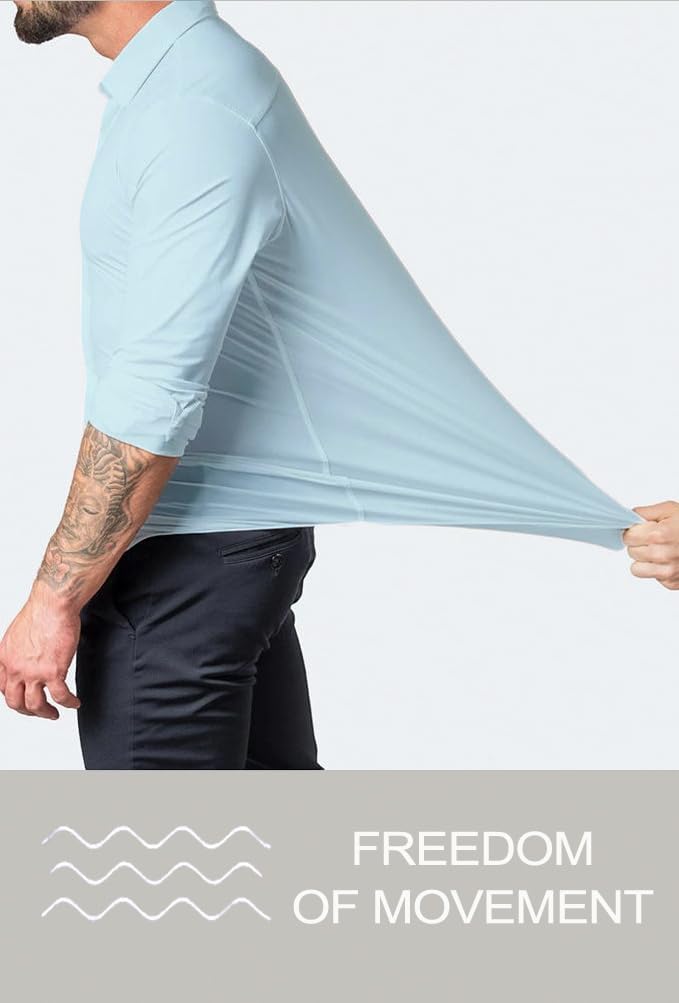 Long sleeve men's dress shirt, slim fit, wrinkle-free, a timeless fashion piece.