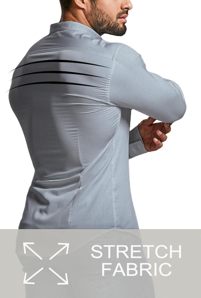 Versatile men's long sleeve shirt, slim fit, great for business attire & men's fashion.