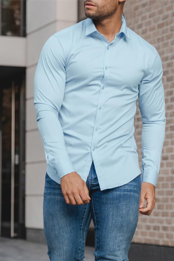 Men's easy care business shirt, slim fit, wrinkle-free, for a polished silhouette.
