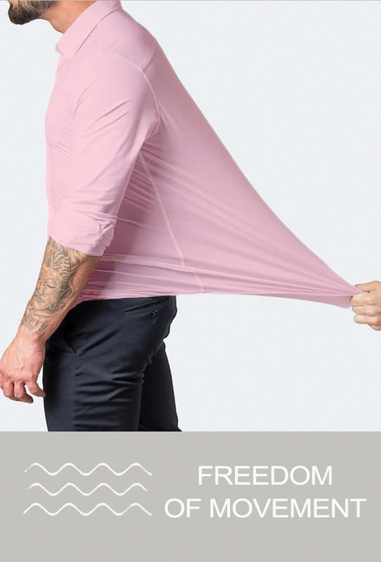 Men's wardrobe essential: slim fit, long sleeve, wrinkle-free dress shirt.