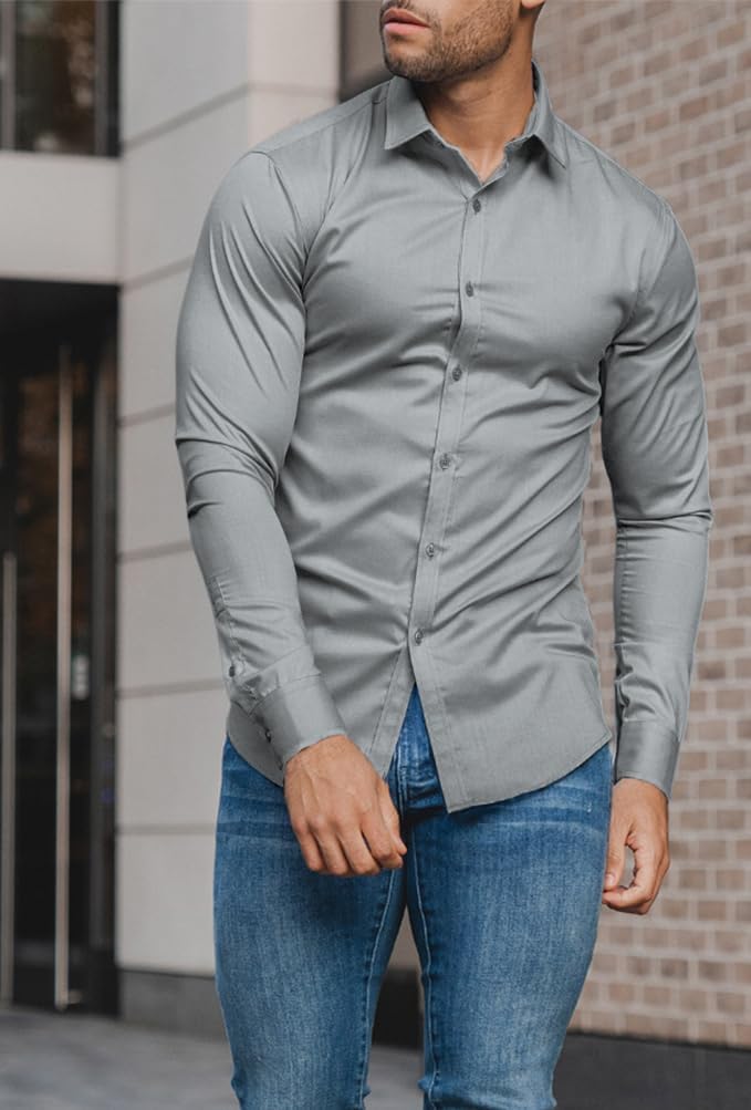 Effortless style: men's wrinkle-free slim fit shirt for any occasion, polished look.