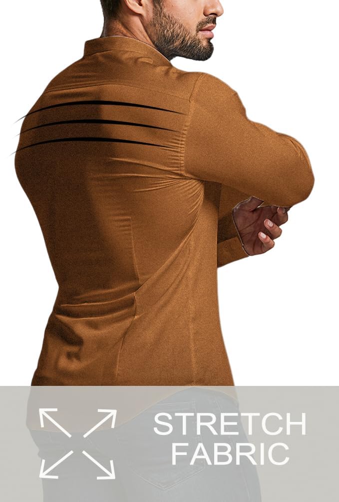 Comfortable men's wrinkle-free slim fit shirt, offering a polished look all day long.