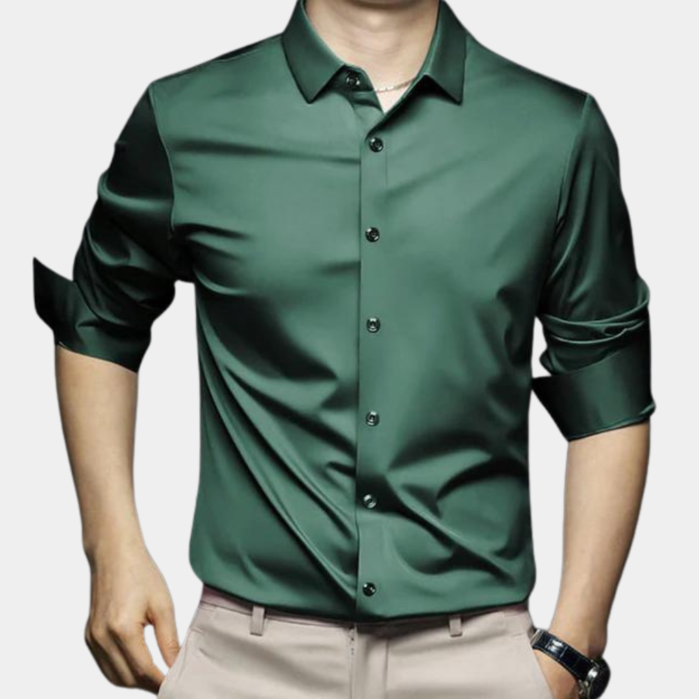Elegant men's wrinkle-free dress shirt, long-sleeve for comfort and timeless style in any season.