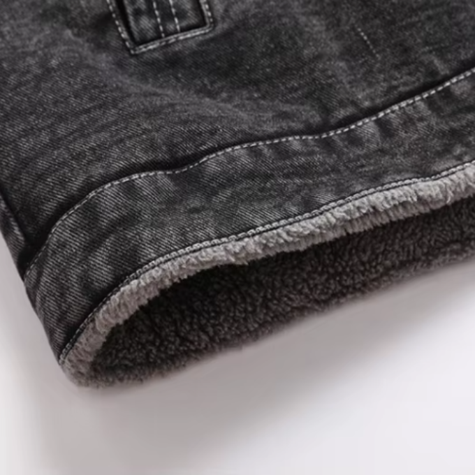 Men's gray Yukon Trucker Jacket, styled for casual everyday wear, classic fall outerwear.