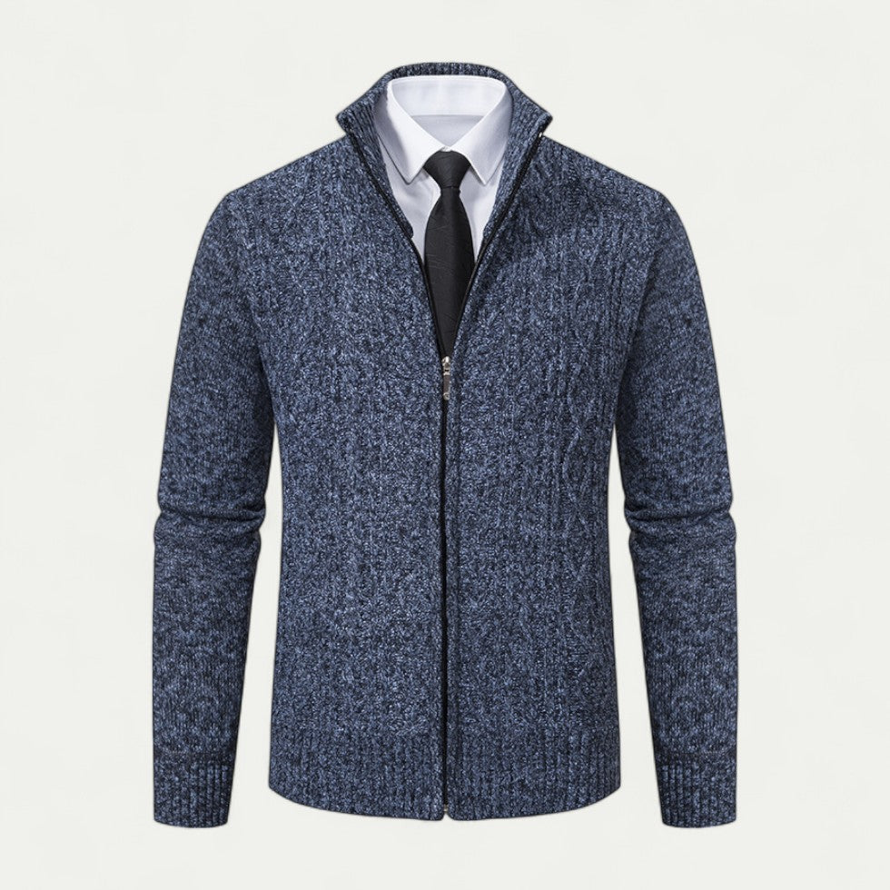 Full-zip men's cardigan, perfect for smart casual & layered style. Essential wardrobe piece, easy care.