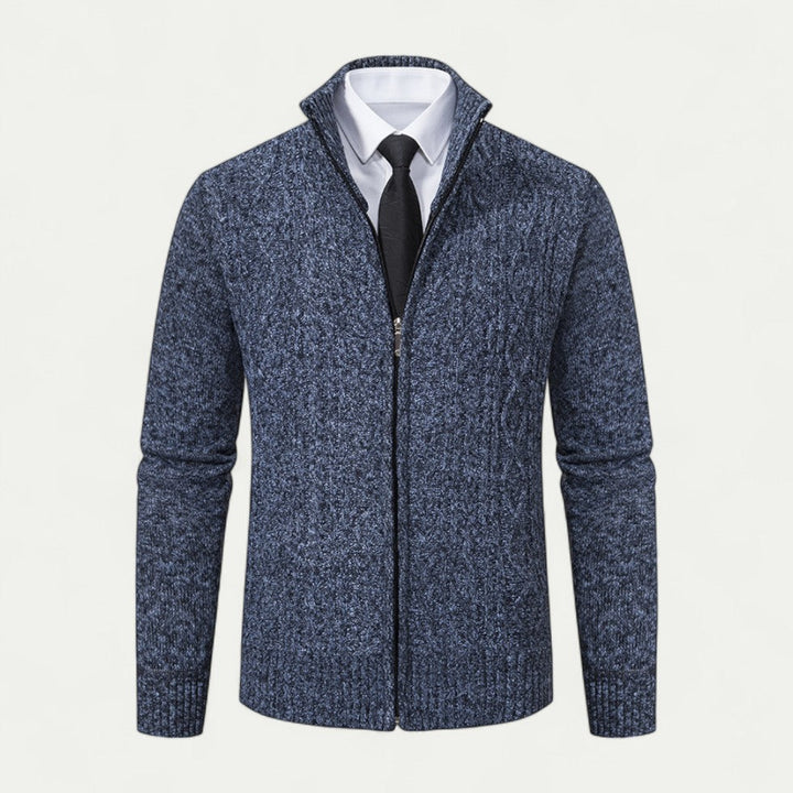 Full-zip men's cardigan, perfect for smart casual & layered style. Essential wardrobe piece, easy care.