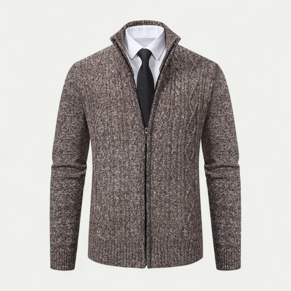 Elevate your look with this men's zip cardigan. Smart casual layering top, versatile men's fashion essential.