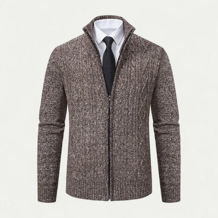 Elevate your look with this men's zip cardigan. Smart casual layering top, versatile men's fashion essential.