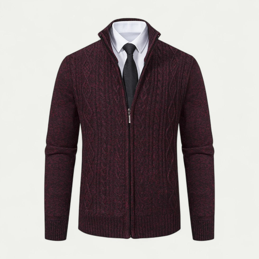 Men's zip cardigan in a modern fit. Versatile layering for smart casual & year-round style. Easy care.