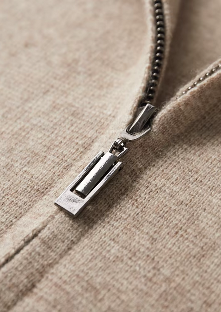 Versatile men's zip-up cardigan for layering. Great for smart casual & business casual styles.