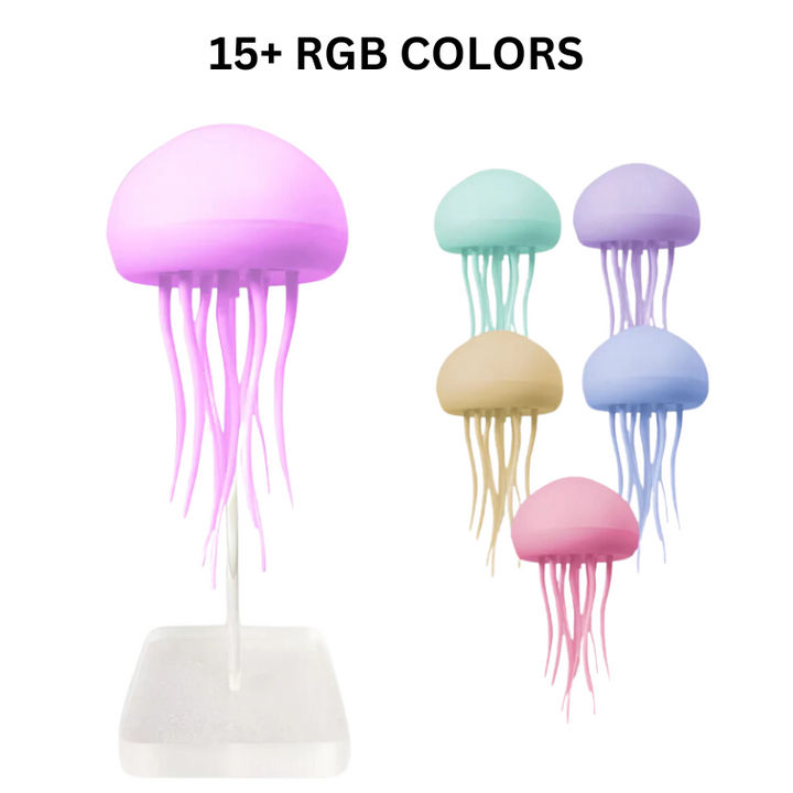 Portable jellyfish lamp with LED light, a unique desktop aquarium mood lamp and a great gift idea for any home.