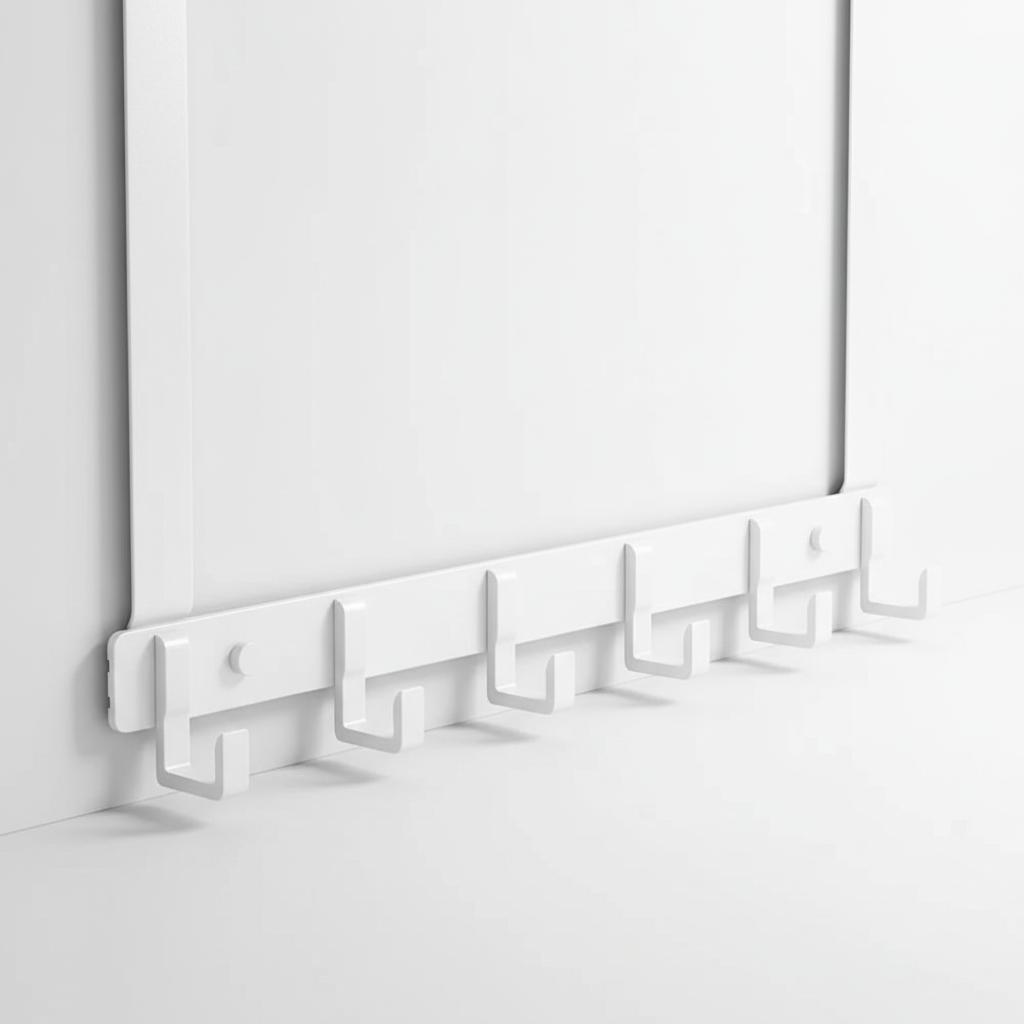ÜberTür Hakenleiste Metall, 6 hooks, elegant space-saving household organizer on a brown door