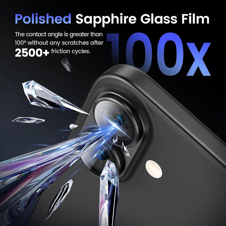 Durable metal frame camera lens protector with tempered glass for iPhone users seeking phone security enhancements.