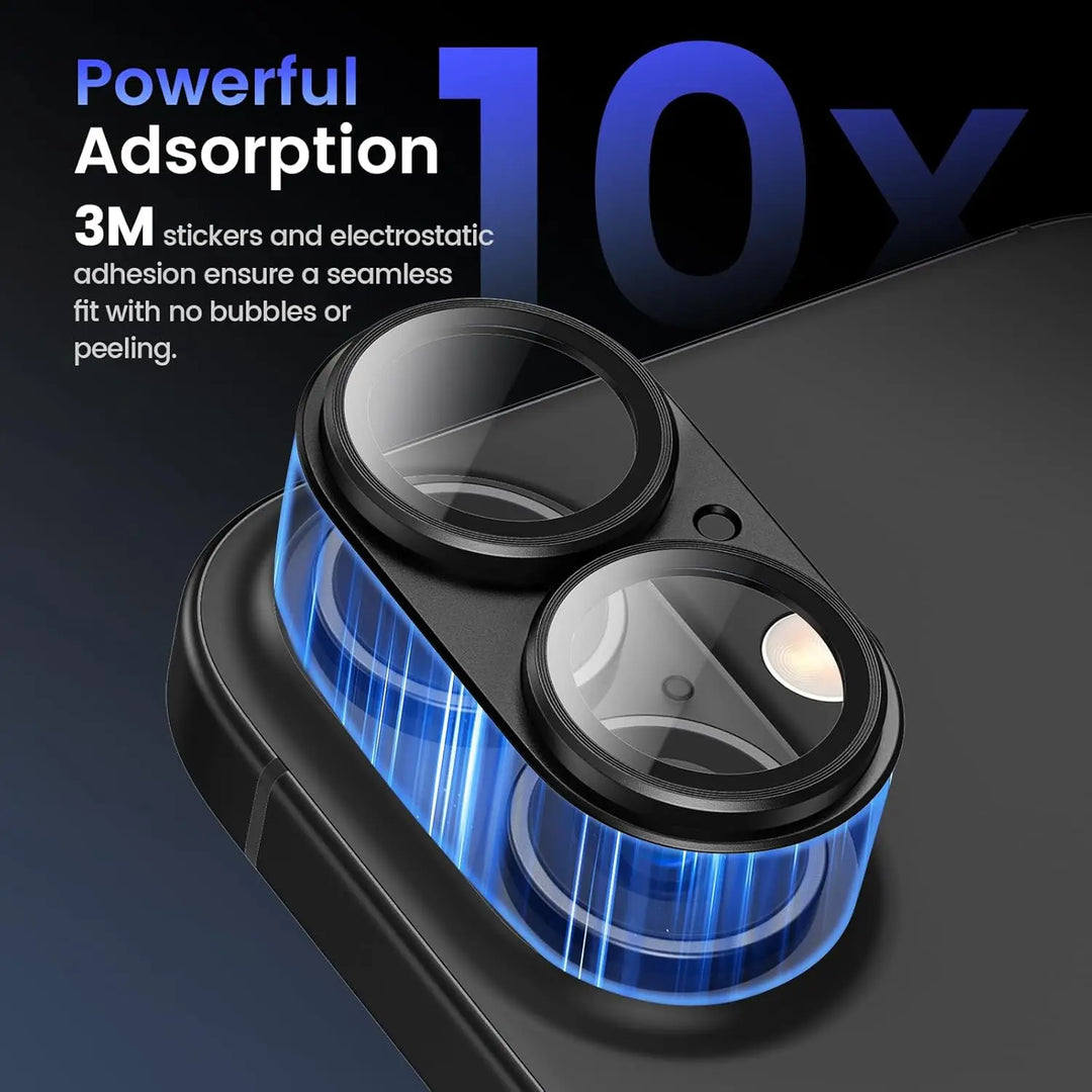 Get two metal tempered glass camera lens protectors for iPhone, offering robust phone security and scratch protection.